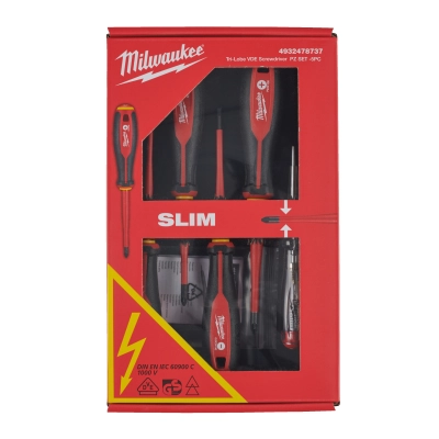 Zestaw wkrętaków VDE - 5szt. (SL0,5X3X100, SL0,8X4X100, PZ1 X80, PZ2 X100, tester) | 4932478737