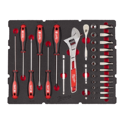 Wkładka piankowa z nasadkami 1/4", wkrętakami i kluczem - do skrzyni Packout z szufladami, 35 szt | 4932480717