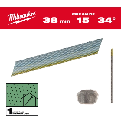 Sztyfty wykończeniowe, 15G, głowa typu D 38mm galwanizowane do M18 CN15GA 2500szt. | 4932492575