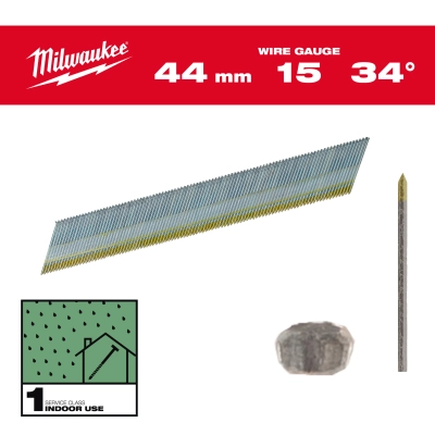 Sztyfty wykończeniowe, 15G, głowa typu D 44mm galwanizowane do M18 CN15GA 2500szt. | 4932492576