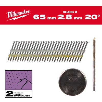 Gwoździe 20&#176; pierścieniowe galwanizowane 65mm 2000szt. - M18 FFN21 | 4932492591