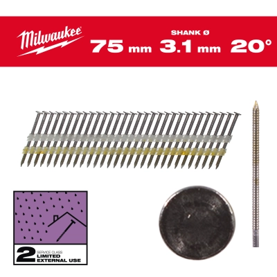 Gwoździe 20&#176; pierścieniowe galwanizowane 75mm 1750szt. - M18 FFN21 | 4932492592