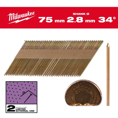 Gwoździe pierścieniowe galwanizowane 75x2.8mm - 2200szt - M18FFN | 4932492608