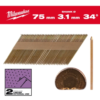 Gwoździe pierścieniowe galwanizowane 75x3.1mm - 2200szt - M18FFN | 4932492610
