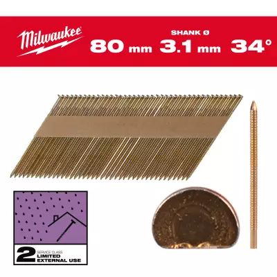 Gwoździe pierścieniowe galwanizowane 80x3.1mm - 2200szt - M18FFN | 4932492611
