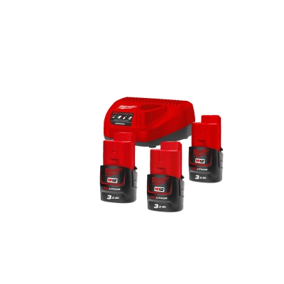 Zestaw 3 akumulatorów M12 3.0 Ah z ładowarką | 4933459207 M12 NRG-303 Milwaukee