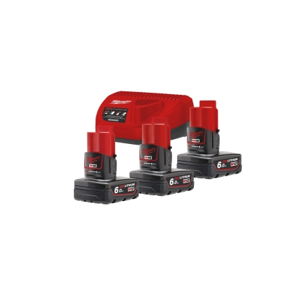 Zestaw 3 akumulatorów M12 6.0 Ah z ładowarką | 4933459208 M12 NRG-603 Milwaukee