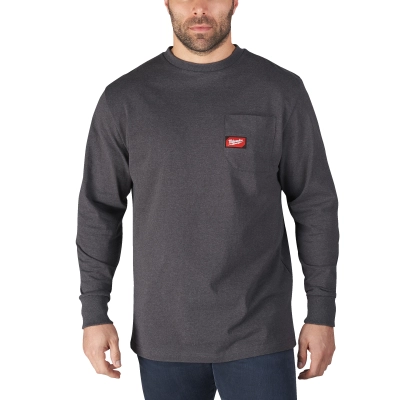 WTLSG - XXL T-shirt z kieszonką z długim rękawem - szary | 4933478241