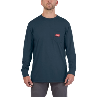 WTLSBLU - XXL T-shirt z kieszonką z długim rękawem - niebieski | 4932493047