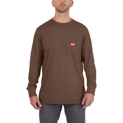 WTSSBR - L T-shirt z kieszonką z długim rękawem - brązowy | 4932493060