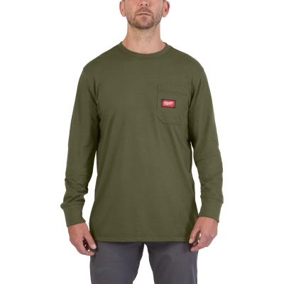 WTLSGRN - XL T-shirt z kieszonką z długim rękawem - zielony | 4932493051