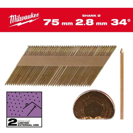 Gwoździe pierścieniowe galwanizowane 75x2.8mm - 2200szt - M18FFN | 4932492608