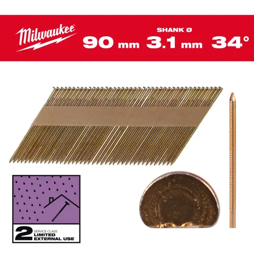 Gwoździe pierścieniowe galwanizowane90x3.1mm - 2200szt - M18FFN | 4932492612