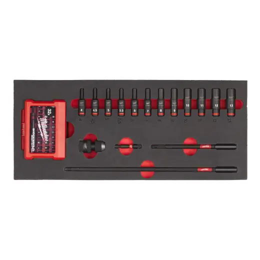 Wkładka piankowa z zestawem długich nasadek udarowych 1/4" Impact Duty 17 szt - do wózków narzędziowych