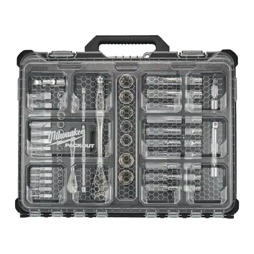 Zestaw nasadek metrycznych ¼” i ½” z grzechotką w organizerze PACKOUT, 63 szt. | 4932493661