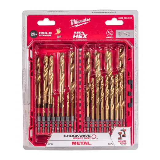 Zestaw wierteł do metalu HSS-G Ti ShockWave 25 szt. | 4932500420