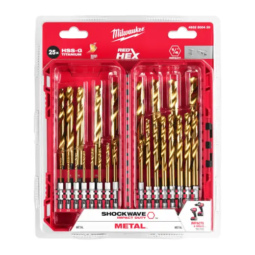 Zestaw wierteł do metalu HSS-G Ti ShockWave 25 szt. | 4932500420