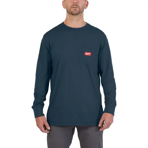 WTLSBLU - XL T-shirt z kieszonką z długim rękawem - niebieski | 4932493046