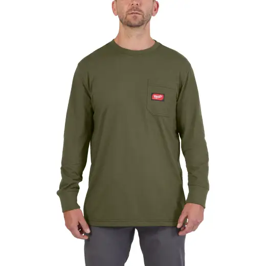 WTLSGRN - M T-shirt z kieszonką z długim rękawem - zielony | 4932493049