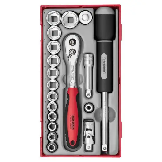 19-elementowy zestaw kluczy nasadowych z chwytem ? 3/8" Teng Tools TT3819
