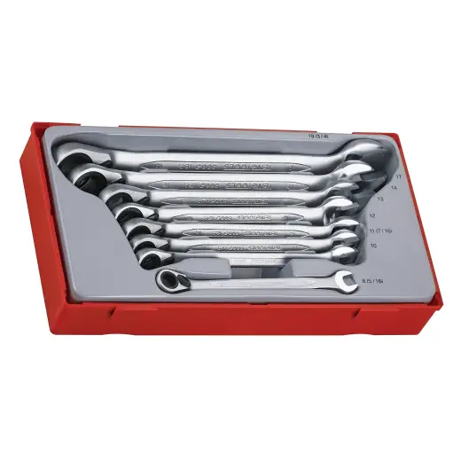 8-elementowy zestaw kluczy płasko-oczkowych zapadkowych Teng Tools TT6508R