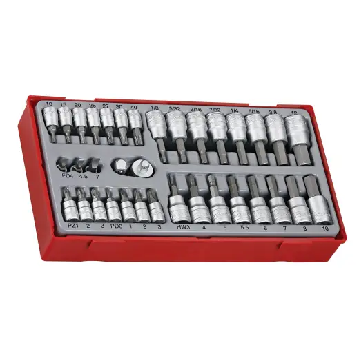 35-elementowy zestaw nasadek trzpieniowych z chwytem kwadratowym 1/4" i 3/8" Teng Tools TTBS35