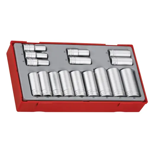 16-elementowy zestaw nasadek z chwytem kwadratowym 3/8" Teng Tools TT3816