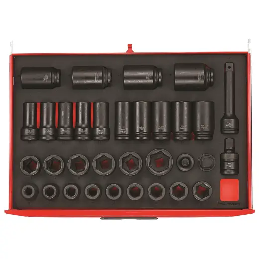 33-elementowy zestaw nasadek udarowych z chwytem kwadratowym 3/4", Teng Tools TTEISK33