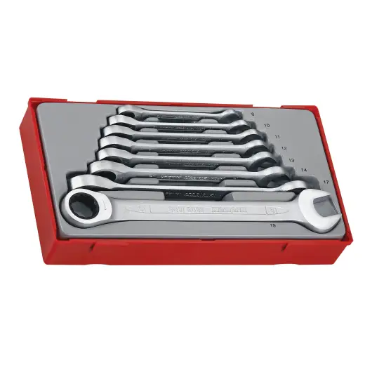 8-elementowy zestaw kluczy płasko-oczkowych zapadkowych Teng Tools TT6508RS