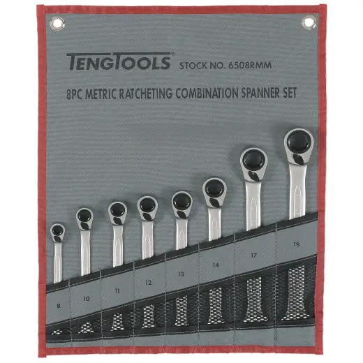Zestaw kluczy płasko-oczkowych z zapadką Teng Tools 6508RMM