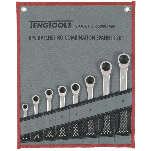 Zestaw kluczy płasko-oczkowych zapadkowych Teng Tools 6508RSMM