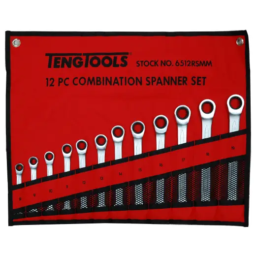 Zestaw kluczy płasko-oczkowych zapadkowych Teng Tools 6512RSMM