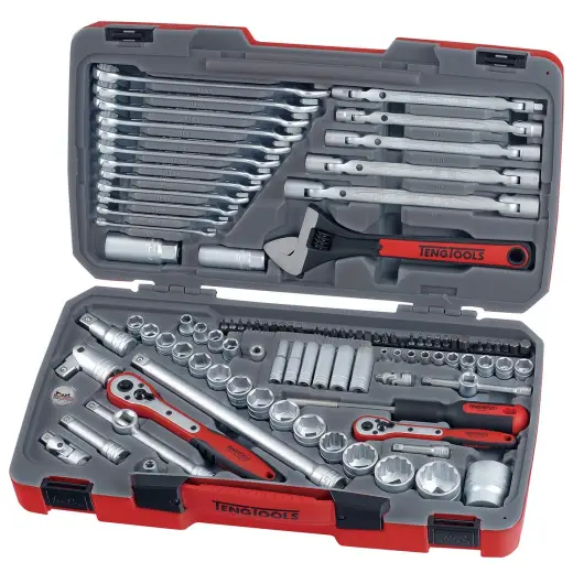 106-elementowy zestaw narzędzi nasadowych z chwytem kwadratowym 1/4", 3/8" i 1/2". Teng Tools TM106