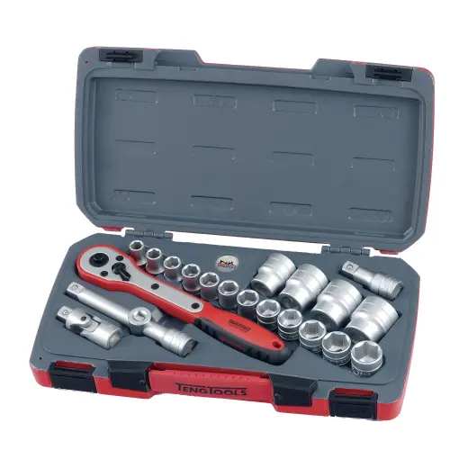 21-elementowy zestaw narzędzi nasadowych z chwytem kwadratowym 1/2" Teng Tools T1221-6