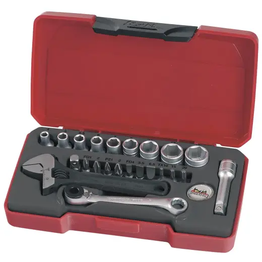 Zestaw kluczy nasadowych z chwytem kwadratowym 1/4" Teng Tools T1423