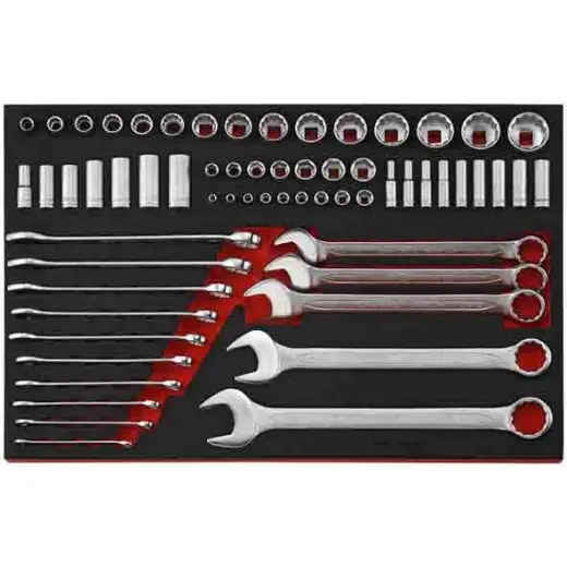 62-elementowy Zestaw kluczy płasko-oczkowych i nasadek Teng Tools TTEAF62