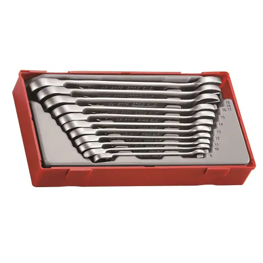 11-elementowy zestaw kluczy płasko-oczkowych zapadkowych Teng Tools TT6511R