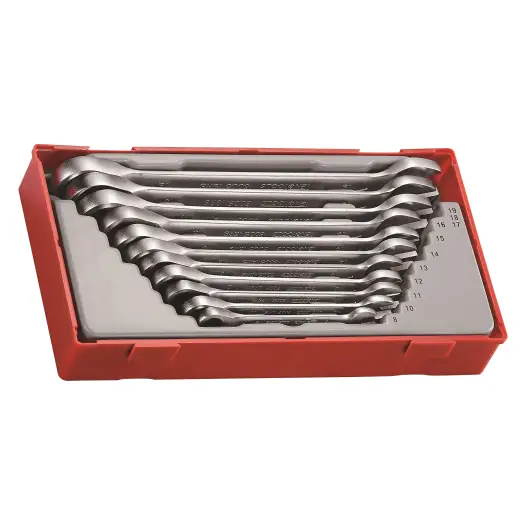 11-elementowy zestaw kluczy płasko-oczkowych zapadkowych Teng Tools TT6511RS