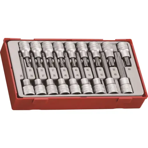 18-elementowy zestaw nasadek trzpieniowych typu TX z chwytem kwadratowym 1/2" Teng Tools TTTX18