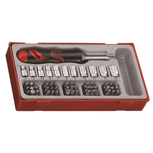 64-elementowy zestaw wkrętaka z grotami wymiennymi, Teng Tools TTMDRT64
