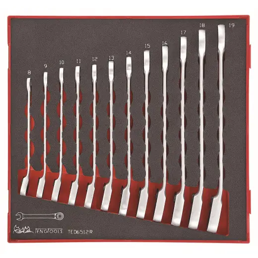 Zestaw 12 kluczy zapadkowych płasko-oczkowych Teng Tools TED6512R