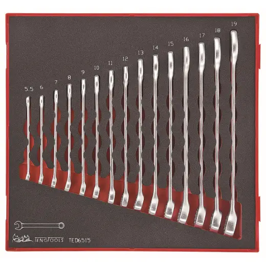 Zestaw 15 kluczy płasko-oczkowych Teng Tools TED6515