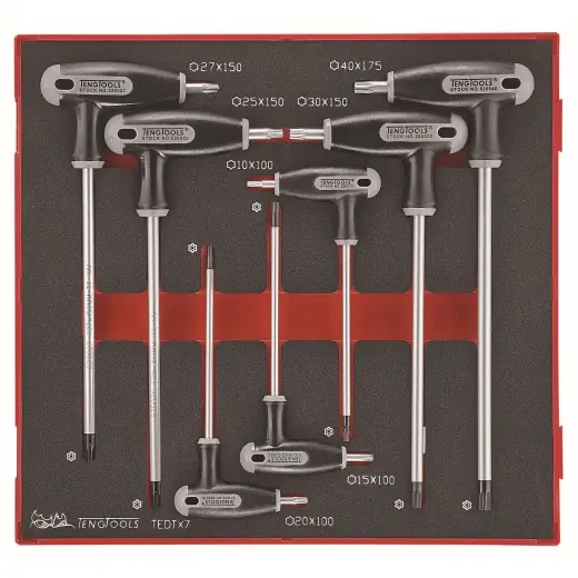 Zestaw 7 kluczy typu TX/TPX z rękojeścią poprzeczną Teng Tools TEDTX7