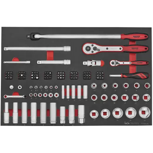 126-elementowy zestaw kluczy nasadowych z chwytem kwadratowym 1/4" i 1/2", Teng Tools TTESK126