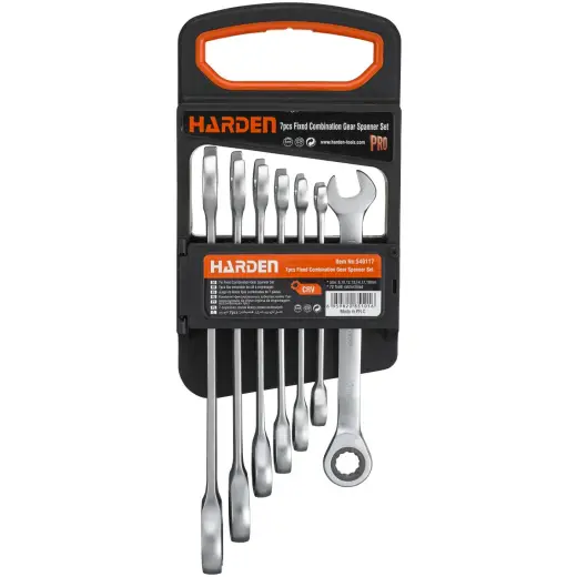 Zestaw kluczy płasko-oczkowych z grzechotką 8-19 mm Harden