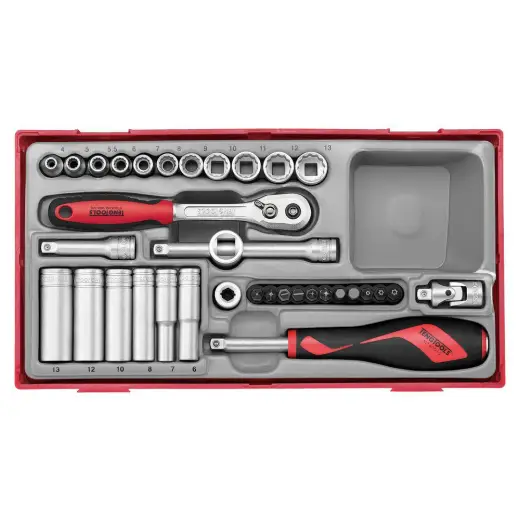 Zestaw kluczy nasadowych z chwytem kwadratowym 1/4" Teng Tools TT143512