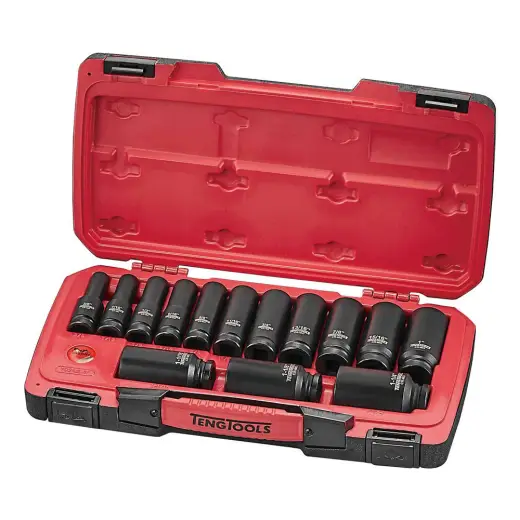18-elementowy zestaw nasadek udarowych calowych z chwytem 1/2" Teng Tools T9218LAF