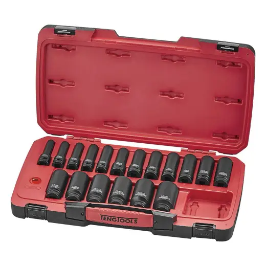 22-elementowy zestaw nasadek udarowych długich z chwytem 1/2" Teng Tools T9222L