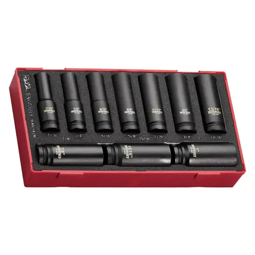 14-elementowy zestaw długich nasadek udarowych 1/2" w rozmiarach calowych TEA9216LAF