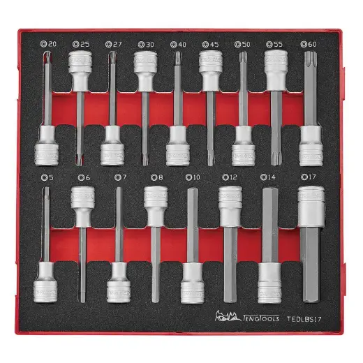 Zestaw nasadek trzpieniowych długich 1/2" Teng Tools TEDLBS17